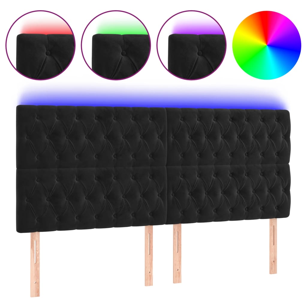 LED Headboard Black 200 cm Velvet