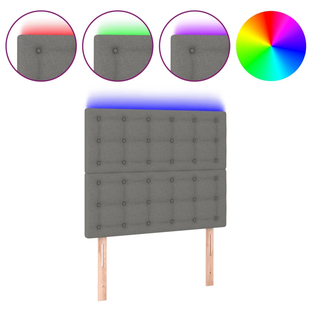 LED Headboard Dark Grey 100 cm Fabric