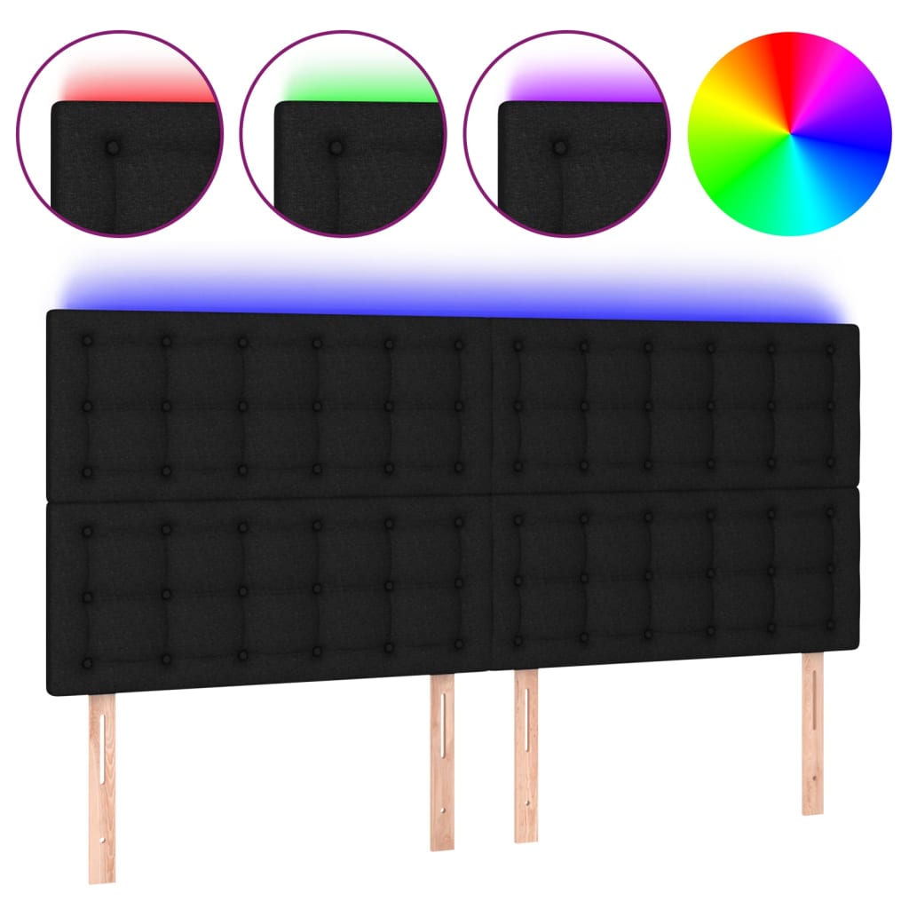 LED Headboard Black 160 cm Fabric