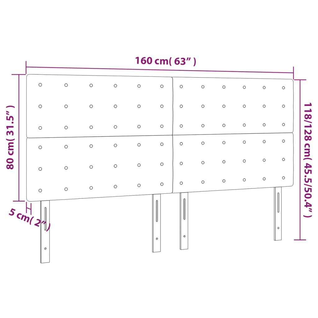 LED Headboard Black 160 cm Fabric