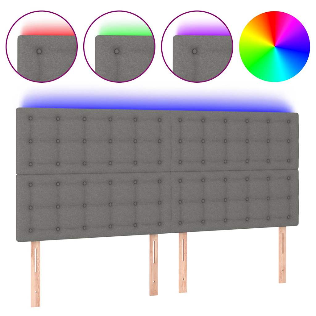 LED Headboard Dark Grey 200 cm Fabric