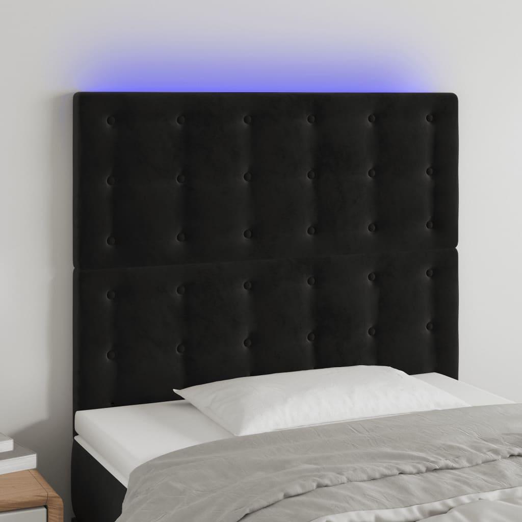 LED Headboard Black 100 cm Velvet