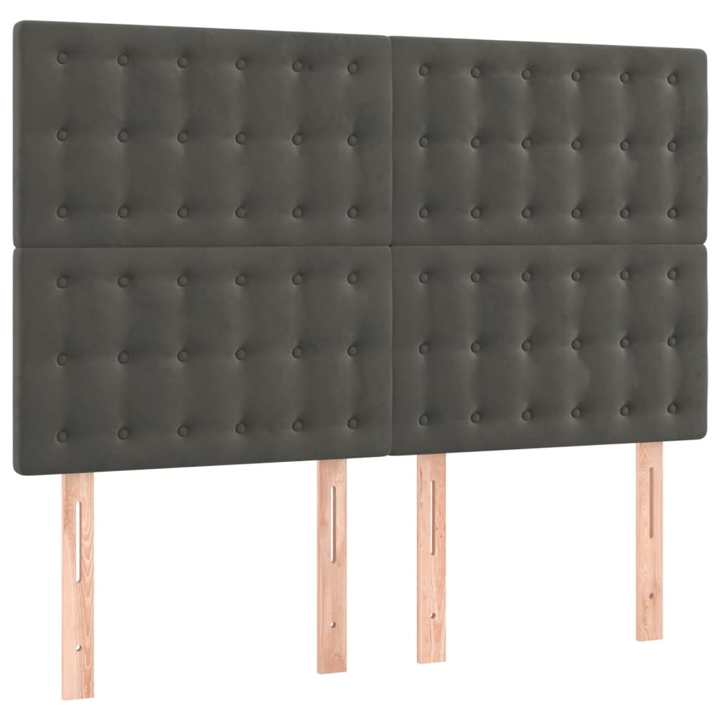 LED Headboard Dark Grey 144 cm Velvet