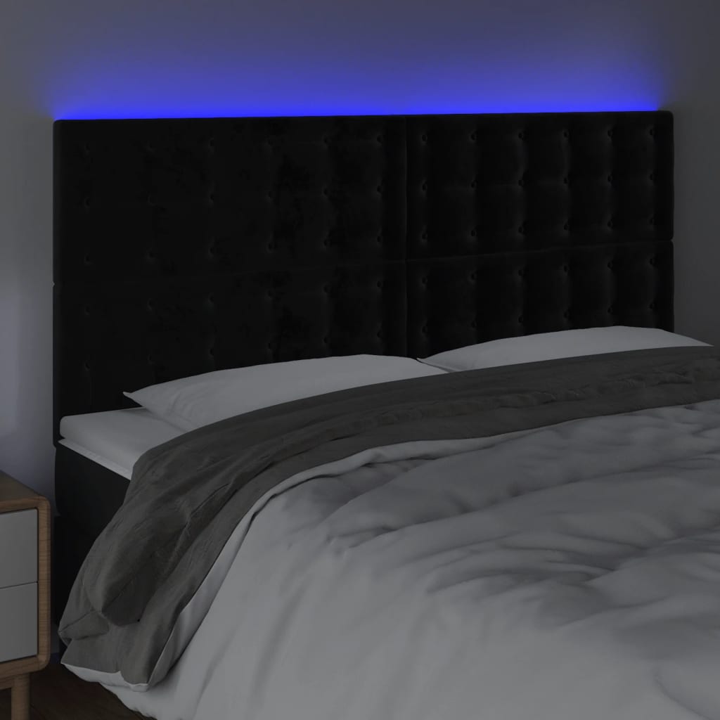 LED Headboard Black 200 cm Velvet