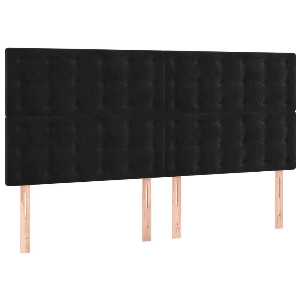 LED Headboard Black 200 cm Velvet