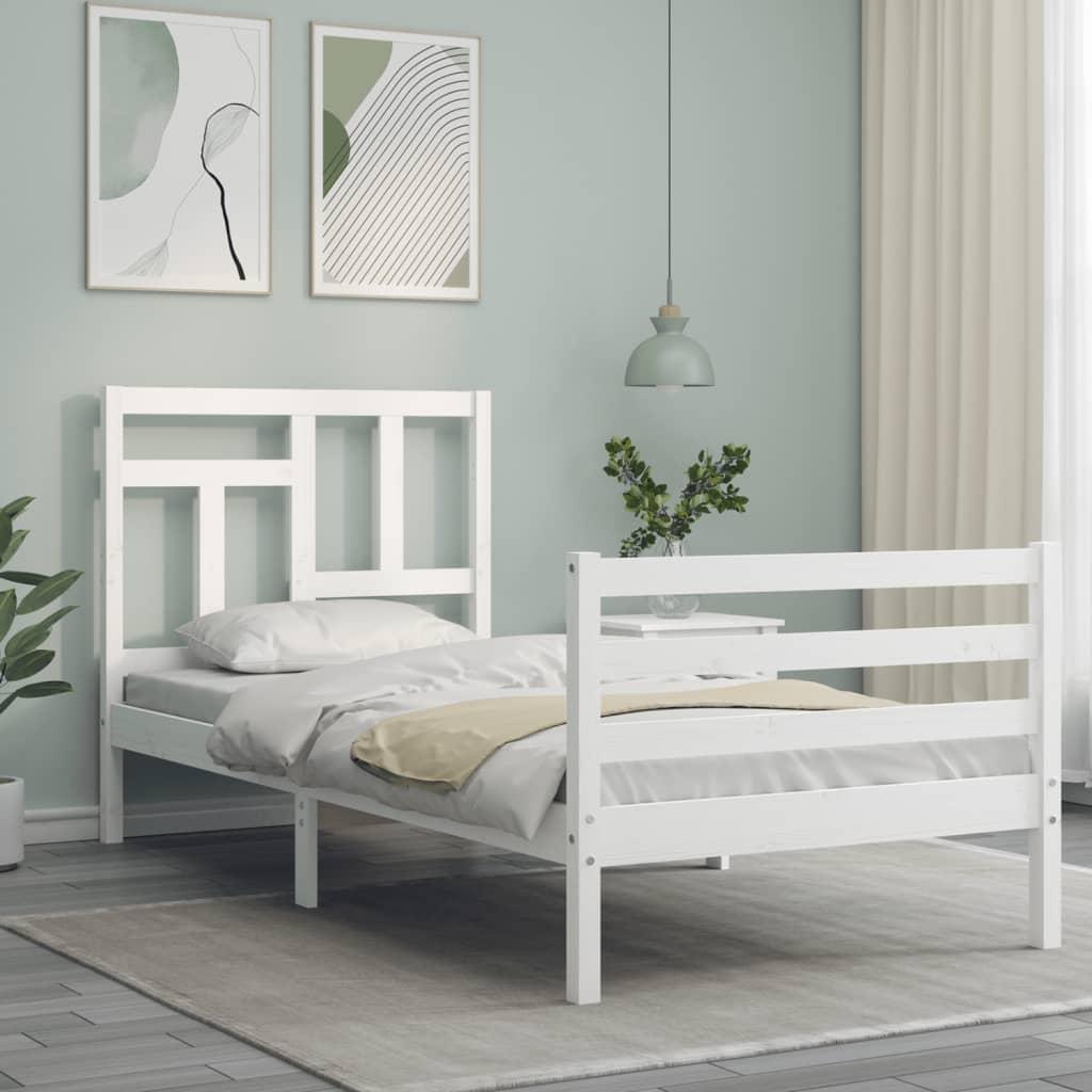 Bed Frame without Mattress White 90x190 cm Solid Wood