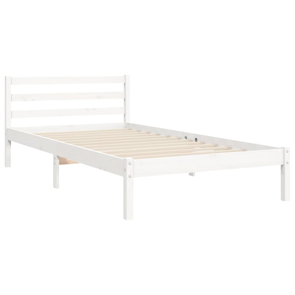 Bed Frame without Mattress White 90x190 cm Solid Wood