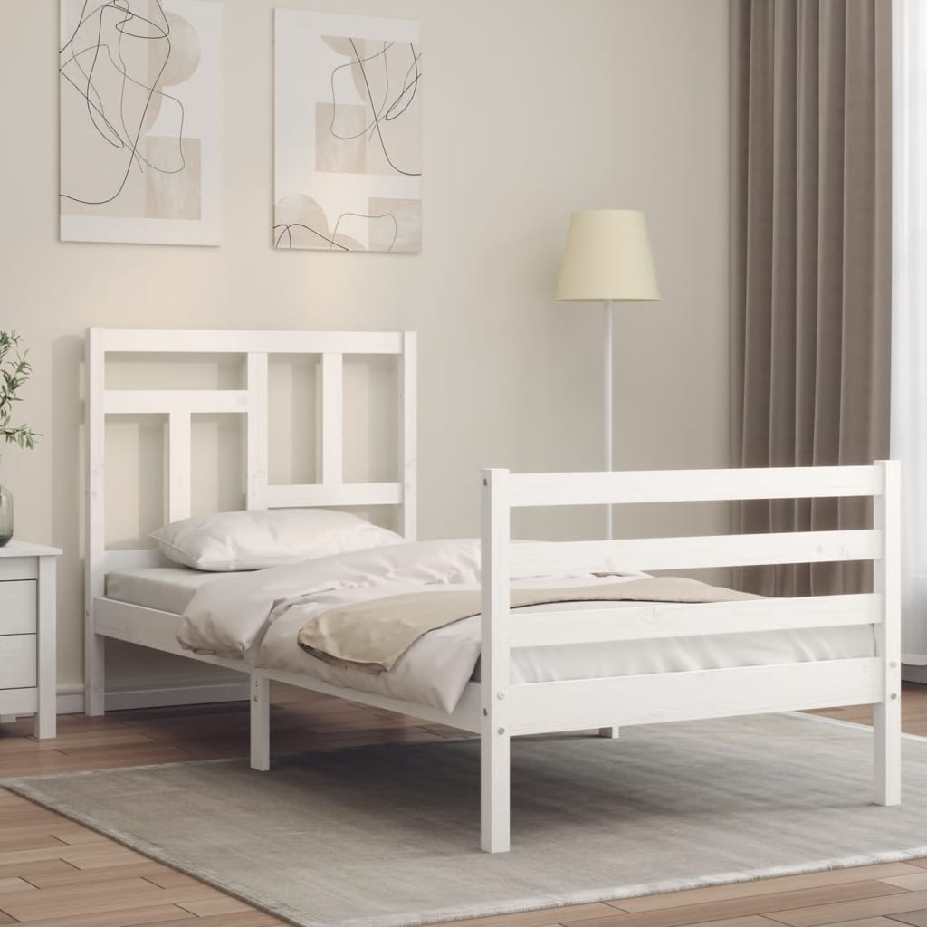 Bed Frame without Mattress White 90x190 cm Solid Wood