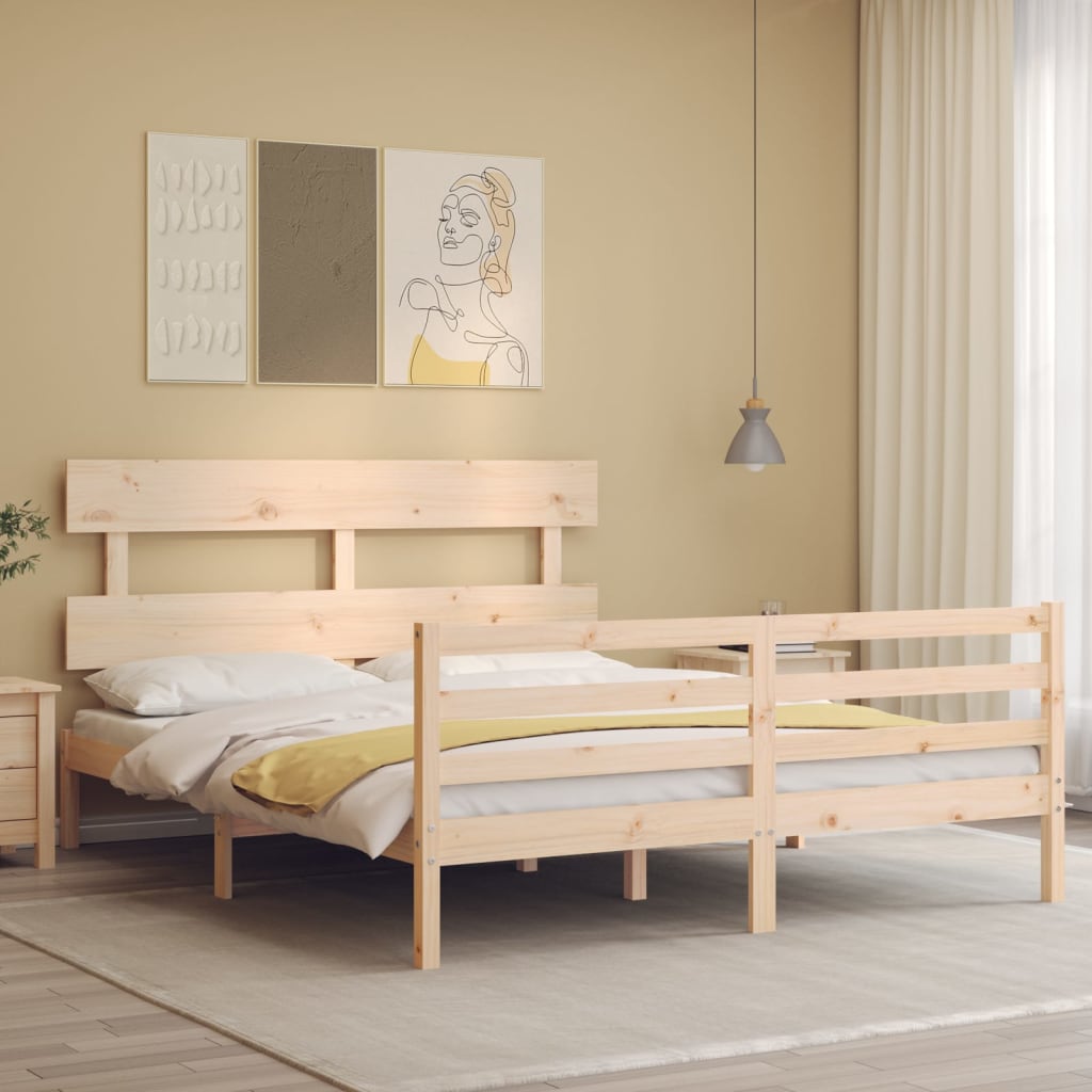 Bed Frame without Mattress 150x200 cm Solid Wood