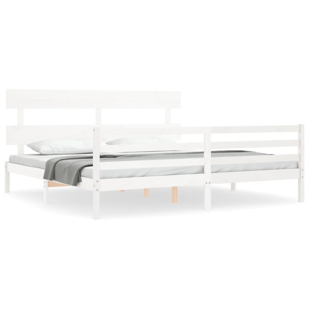 Bed Frame without Mattress White 183x203 cm King Solid Wood