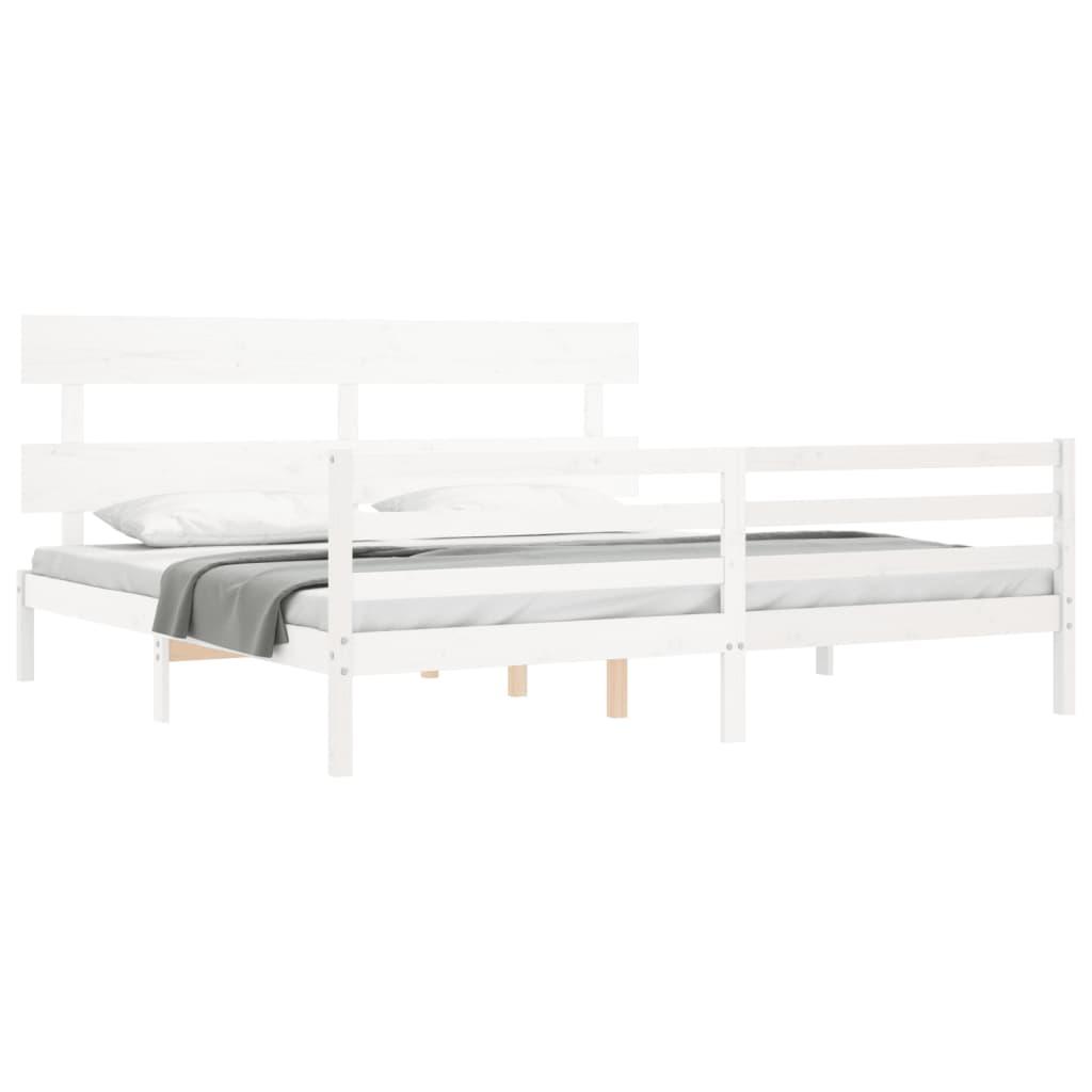 Bed Frame without Mattress White 183x203 cm King Solid Wood