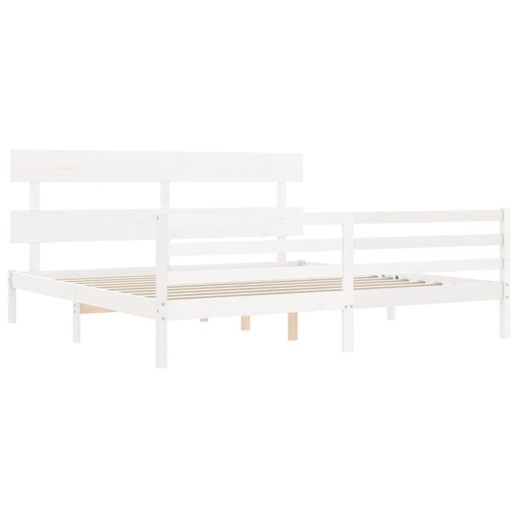 Bed Frame without Mattress White 183x203 cm King Solid Wood