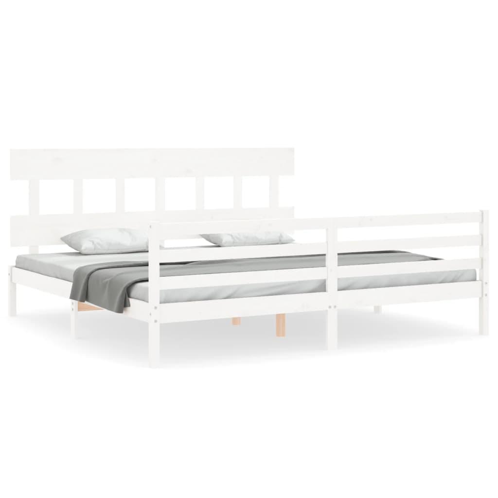 Bed Frame without Mattress White 183x203 cm King Solid Wood