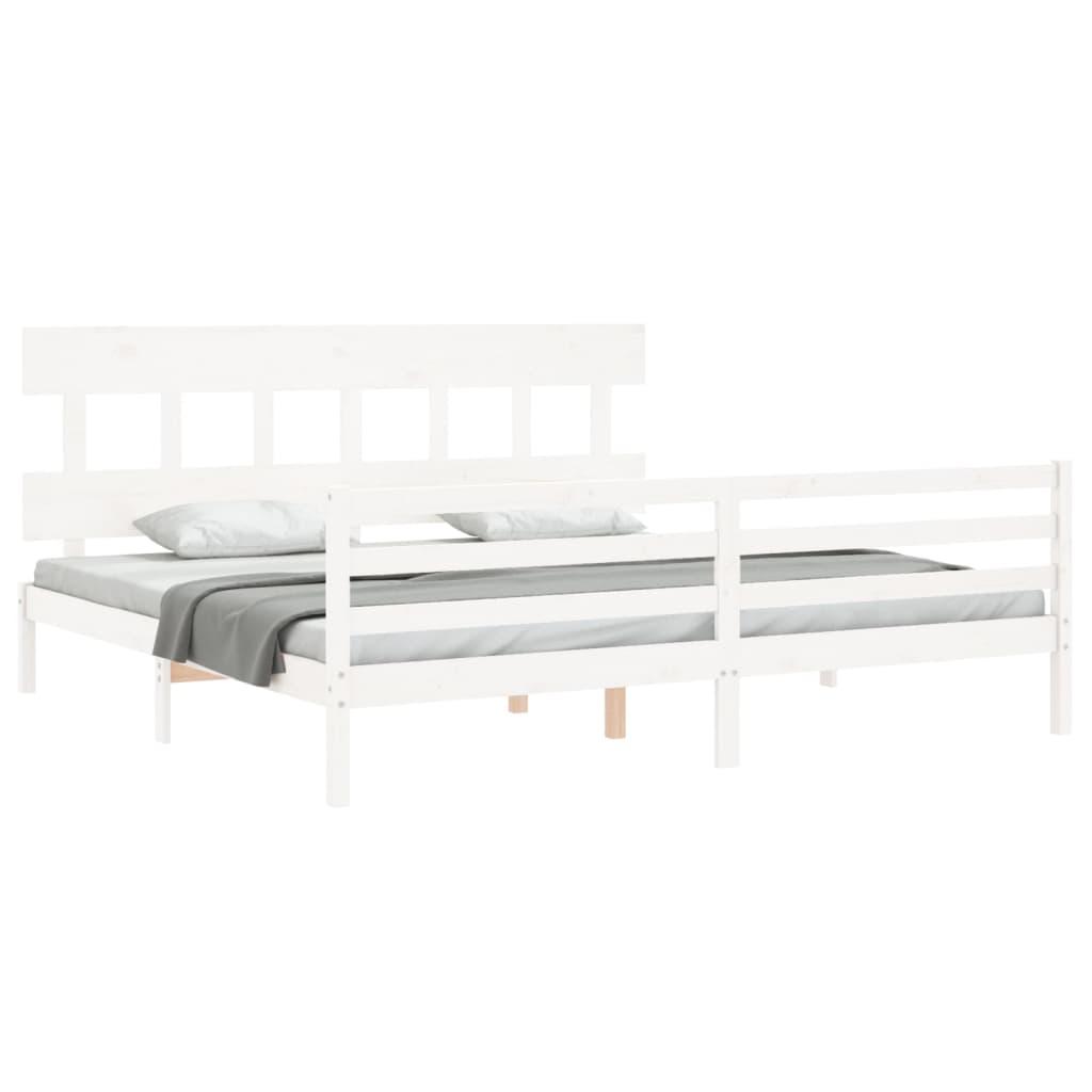 Bed Frame without Mattress White 183x203 cm King Solid Wood