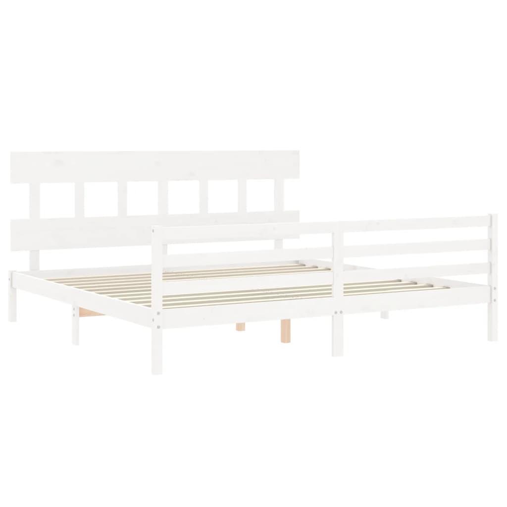 Bed Frame without Mattress White 183x203 cm King Solid Wood