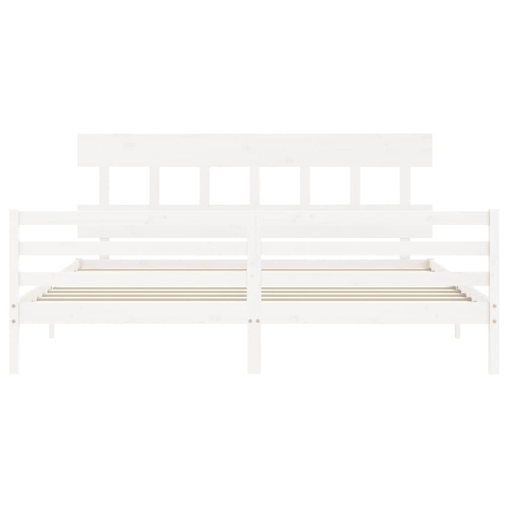 Bed Frame without Mattress White 183x203 cm King Solid Wood