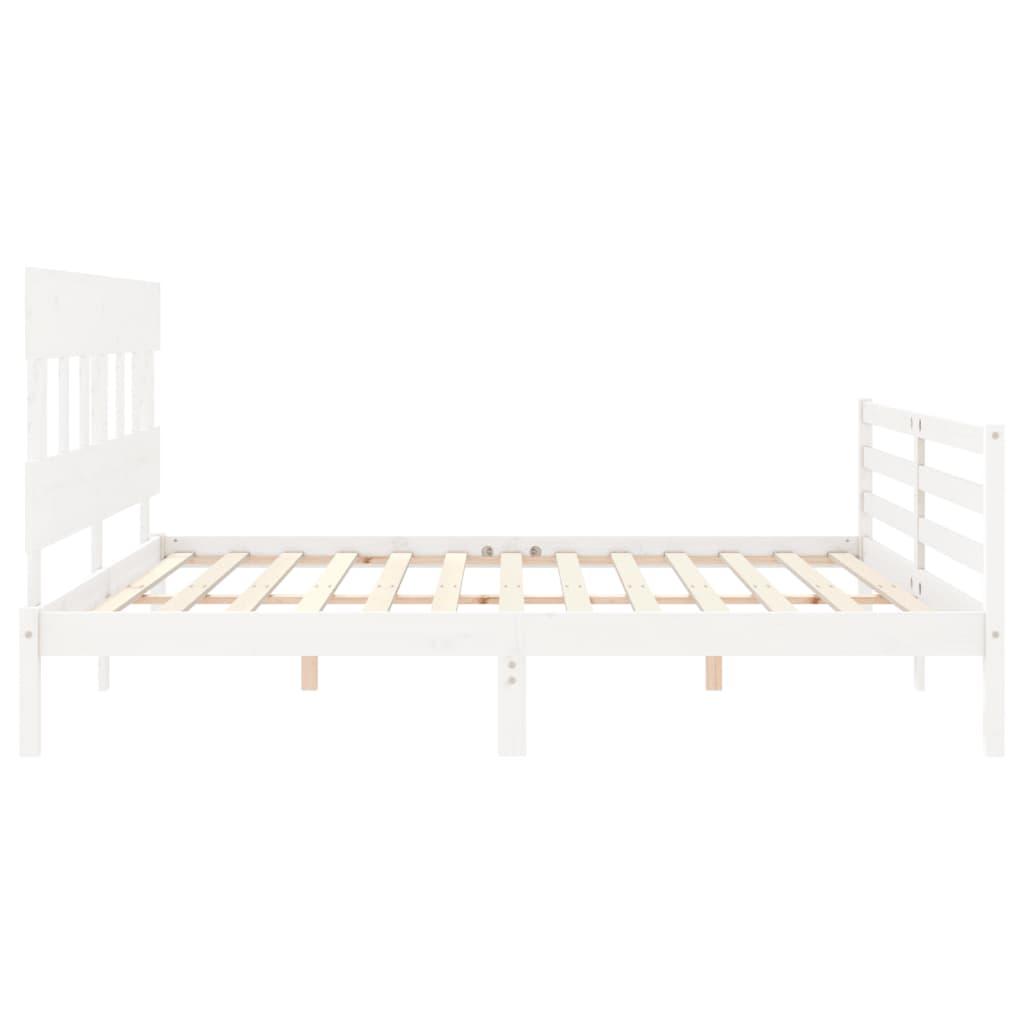 Bed Frame without Mattress White 183x203 cm King Solid Wood