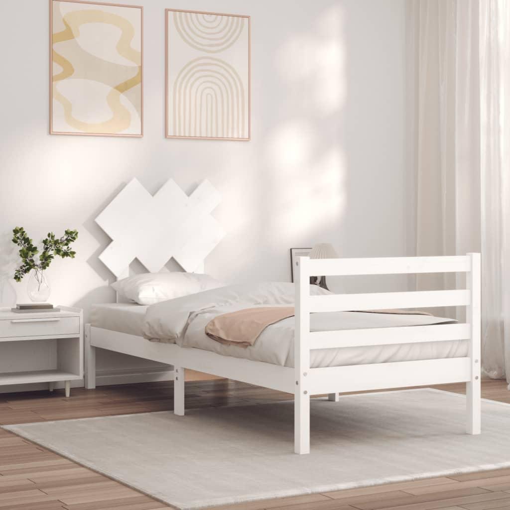 Bed Frame without Mattress White 90x190 cm Solid Wood