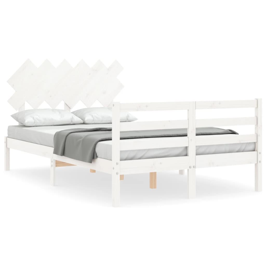 Bed Frame without Mattress White 135x190 cm Solid Wood