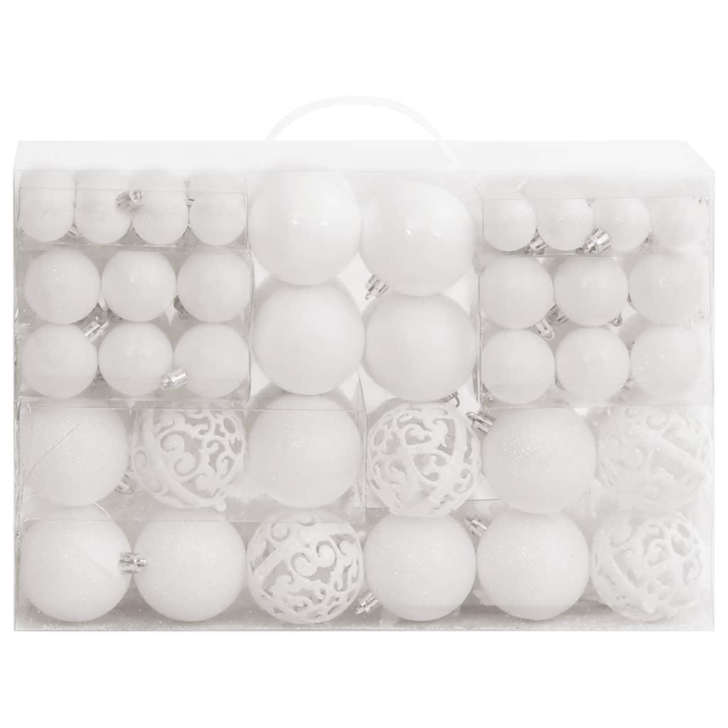 111 Piece Christmas Bauble Set White Polystyrene