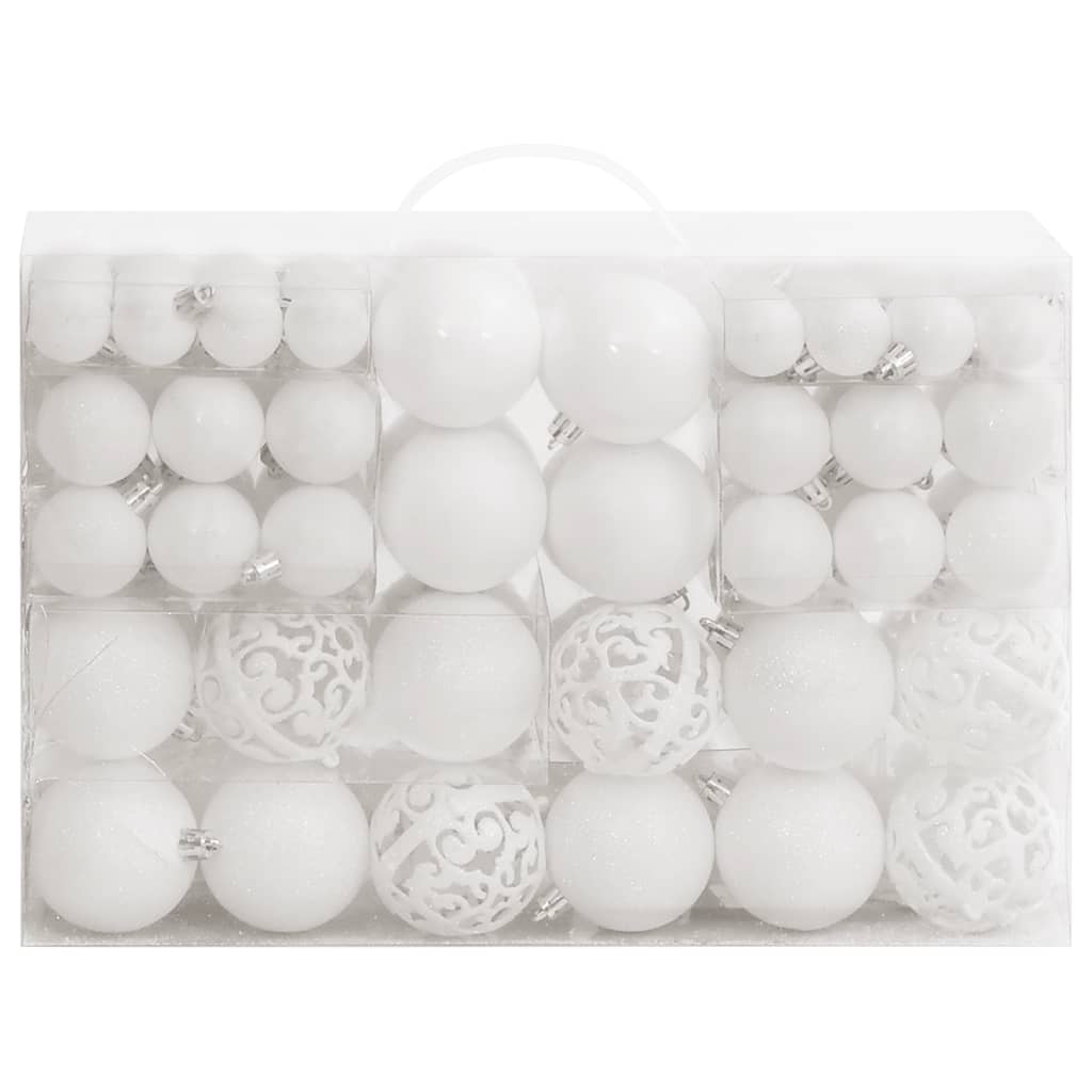 111 Piece Christmas Bauble Set White Polystyrene