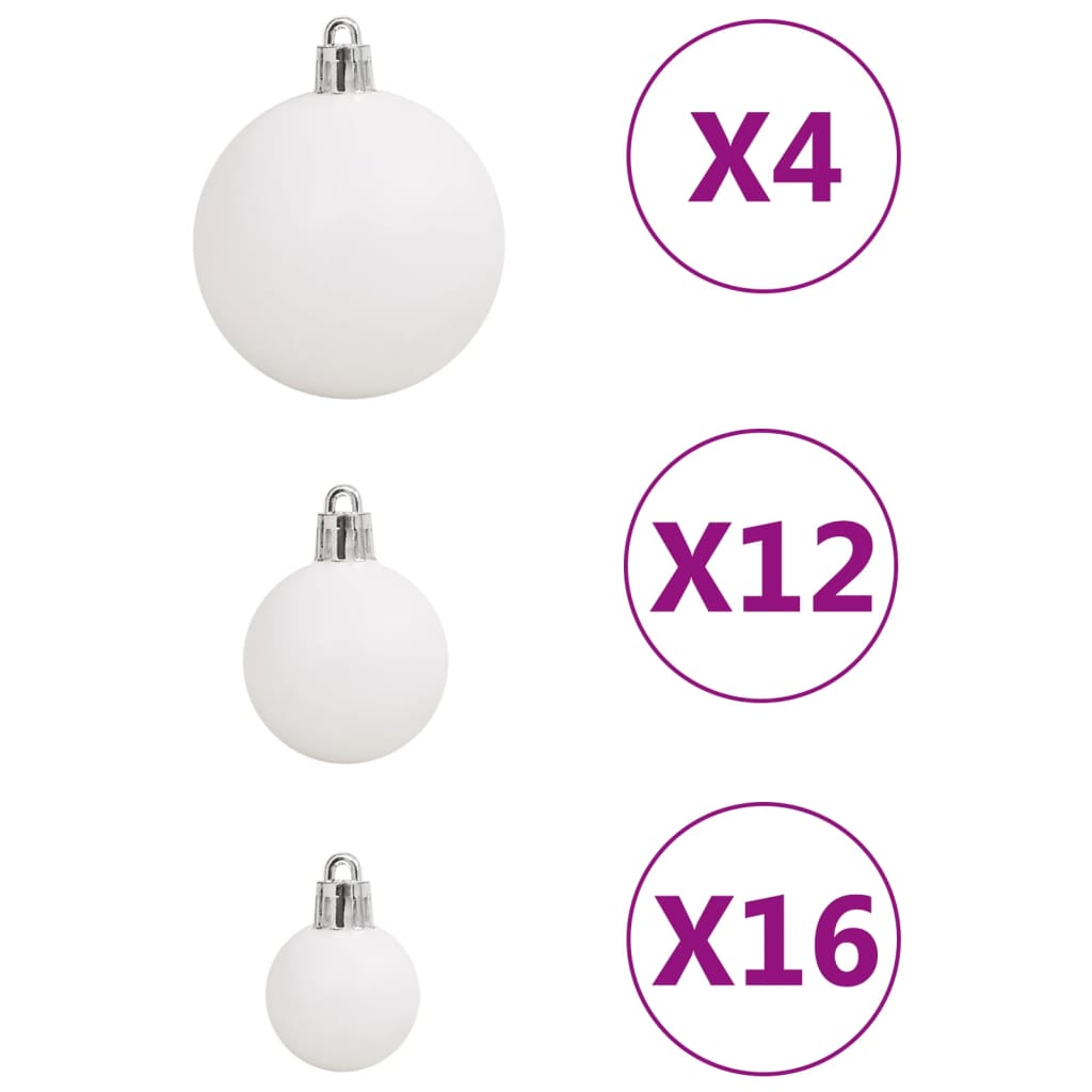 111 Piece Christmas Bauble Set White Polystyrene