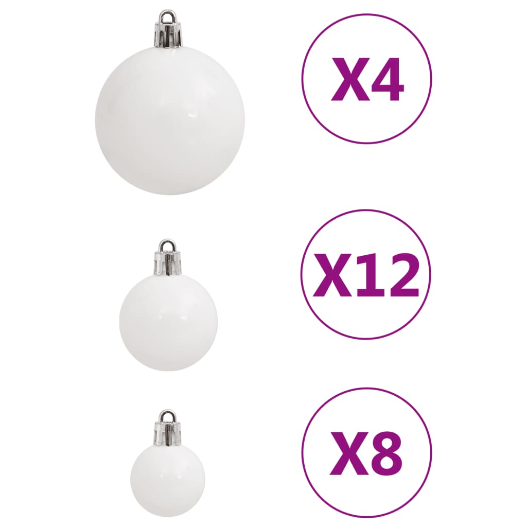 111 Piece Christmas Bauble Set White Polystyrene