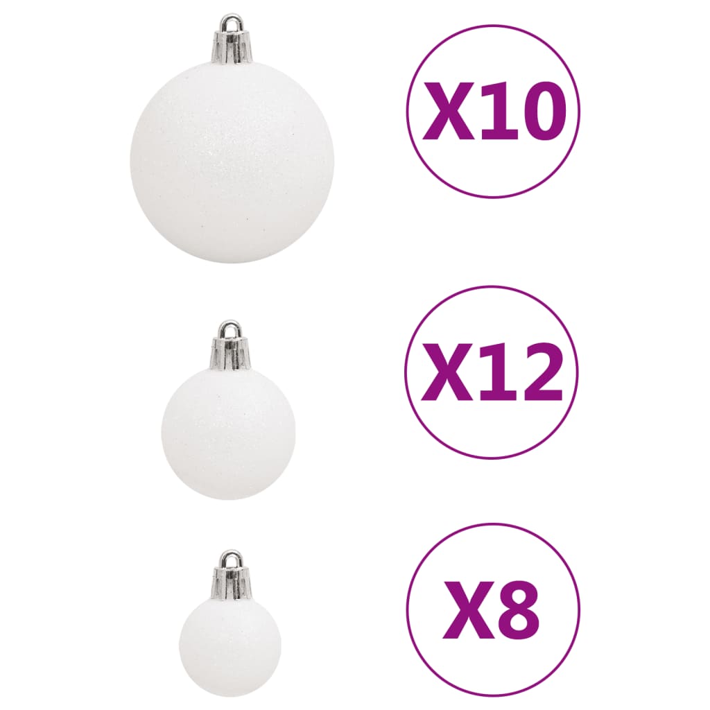 111 Piece Christmas Bauble Set White Polystyrene