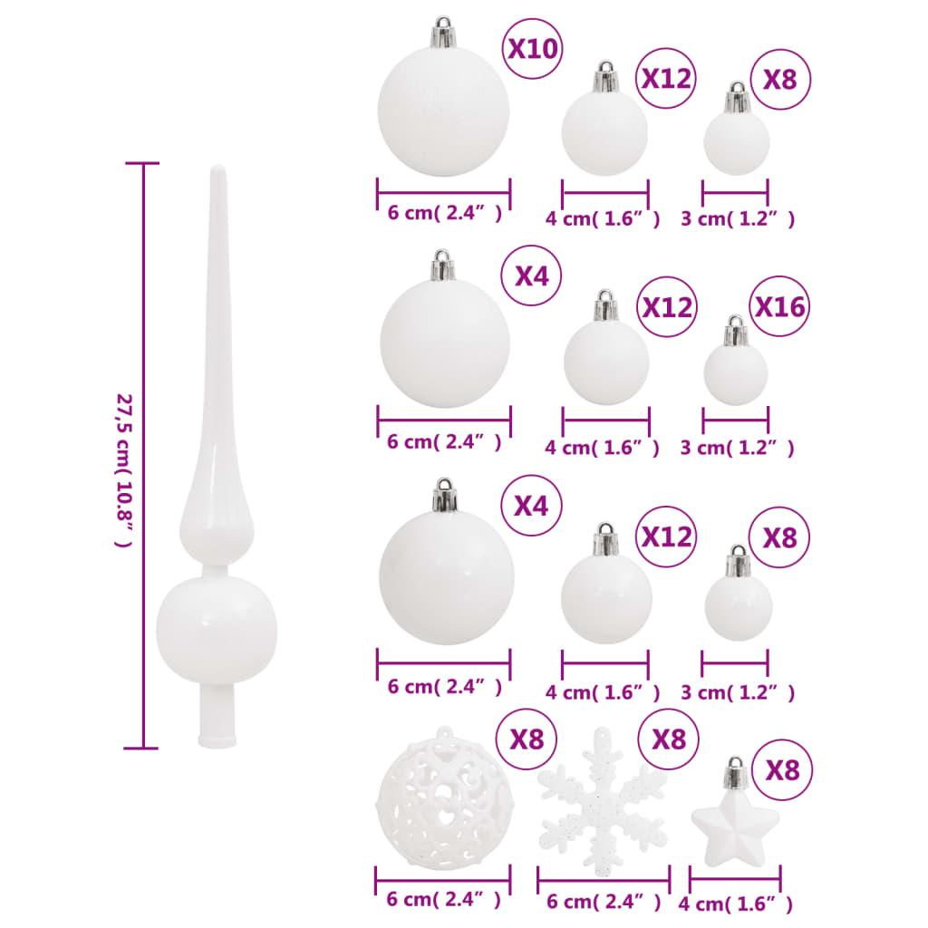 111 Piece Christmas Bauble Set White Polystyrene