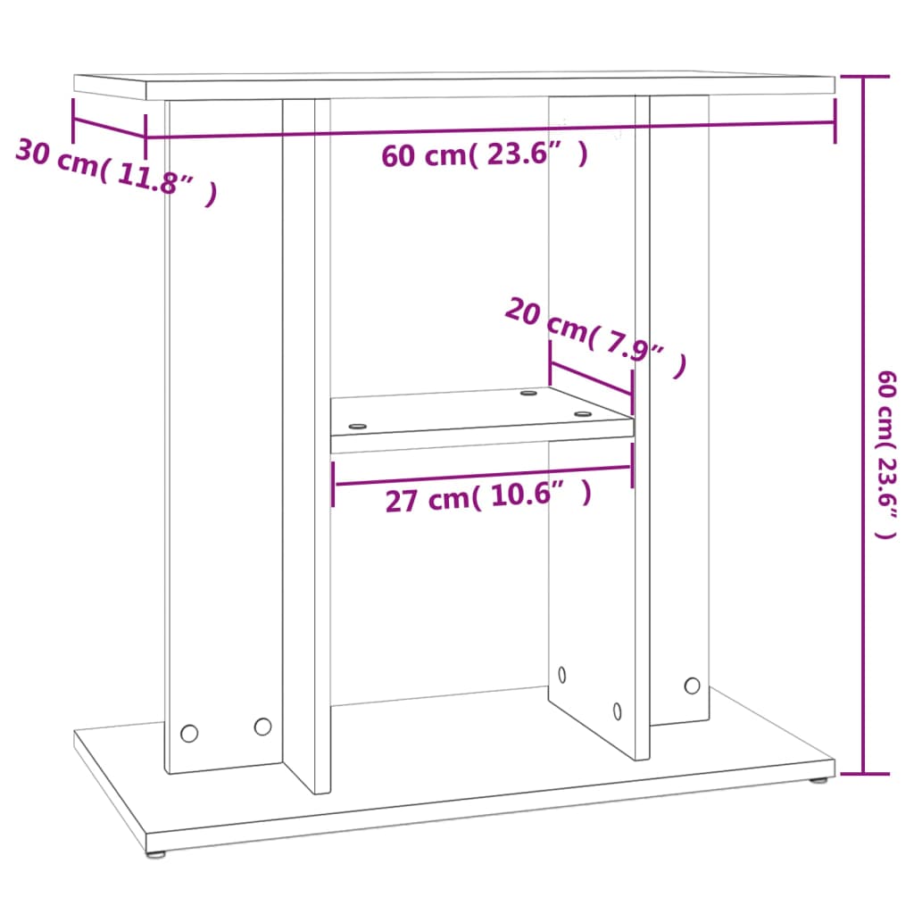 Aquarium Stand White 60x30x60 cm Engineered Wood