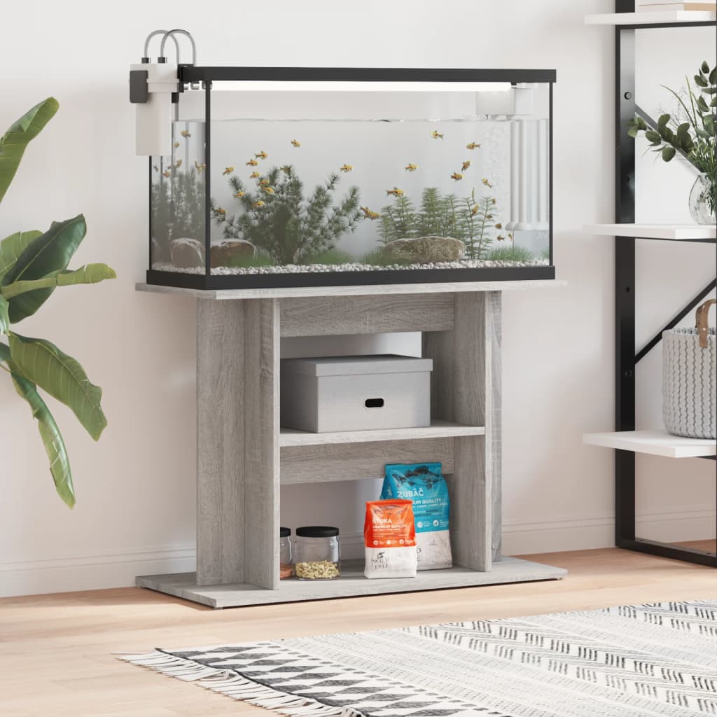 Aquarium Stand Grey Sonoma 80x35x60 cm Engineered Wood