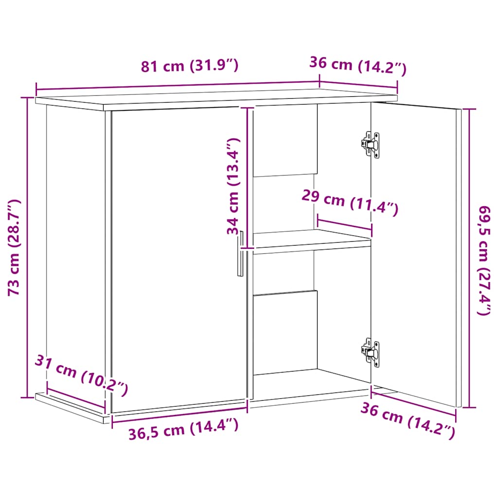 Aquarium Stand Sonoma Oak 81x36x73 cm Engineered Wood