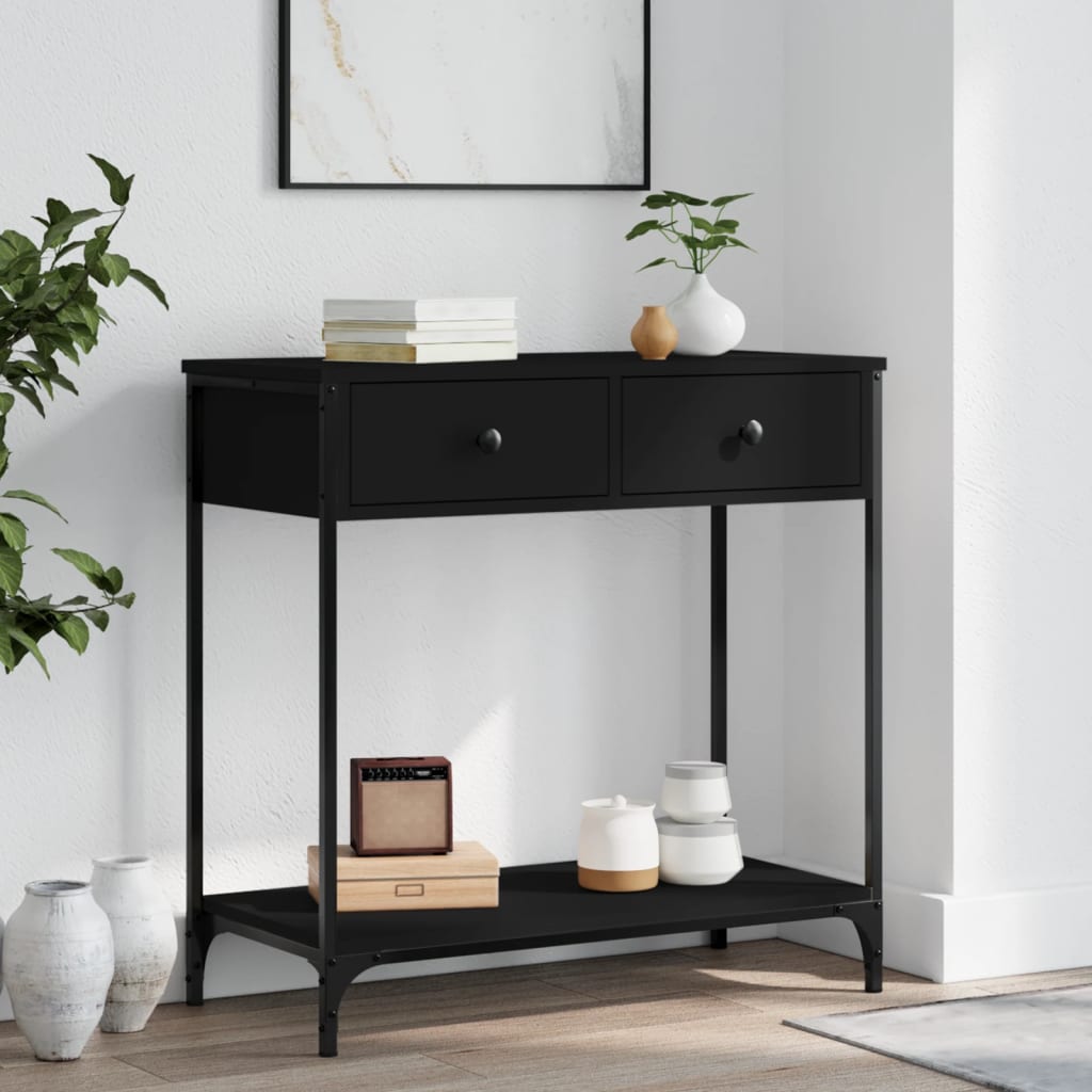 Console Table Black 75x34.5x75 cm Engineered Wood