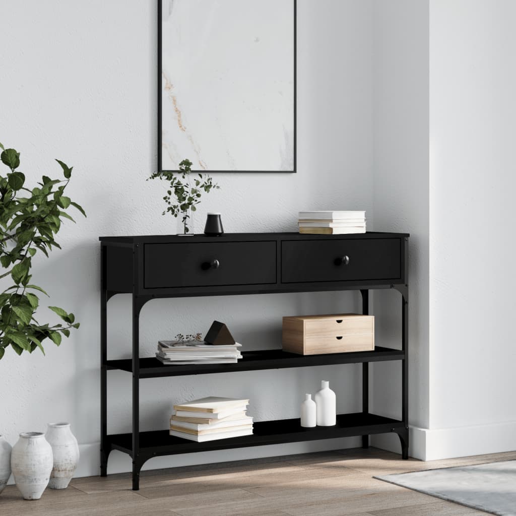 Console Table Black 100x25x75 cm Engineered Wood