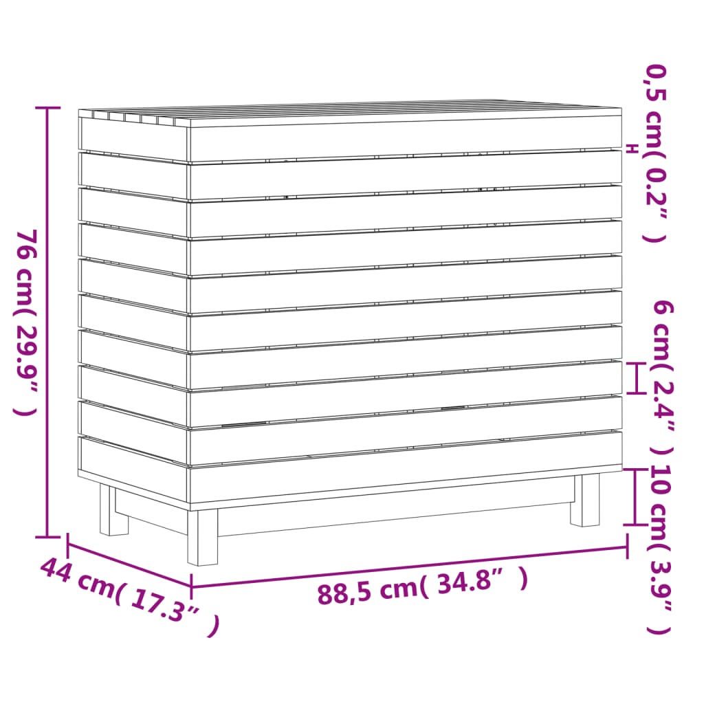 Laundry Basket 88.5x44x76 cm Solid Wood Pine