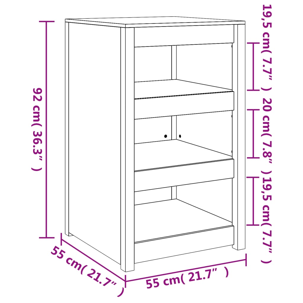 Outdoor Kitchen Cabinet White 55x55x92 cm Solid Wood Pine