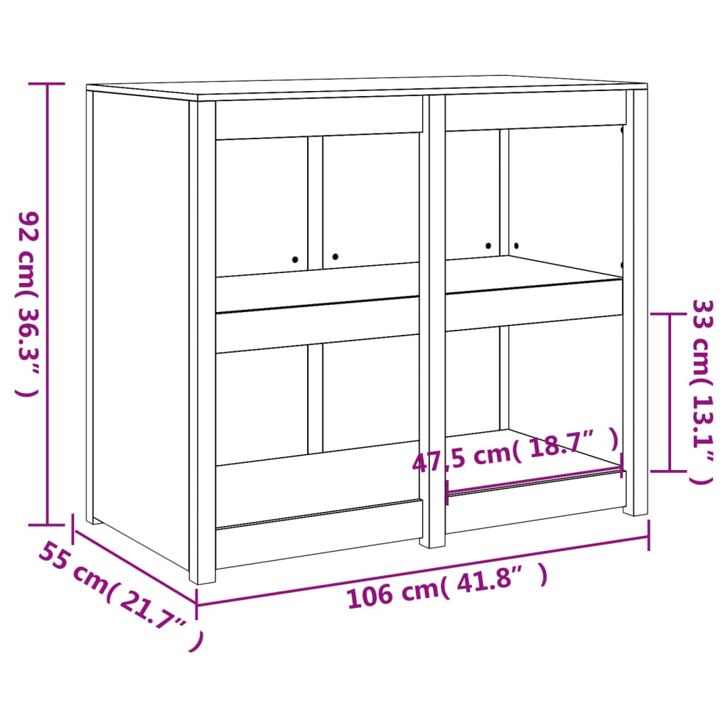 Outdoor Kitchen Cabinet MEPPEL 106x55x92 cm Solid Wood Pine