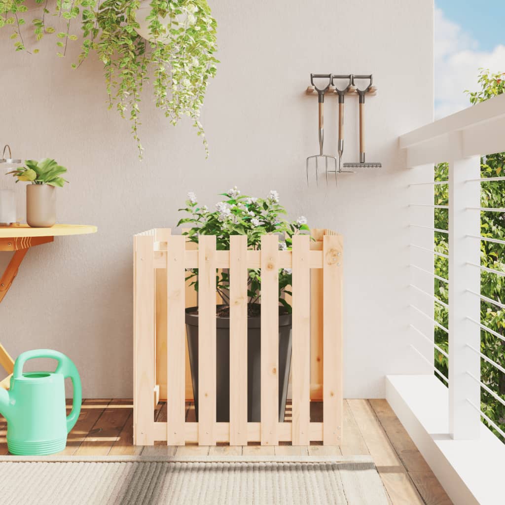 Garden Planter with Fence Design 70x70x70 cm Solid Wood Pine