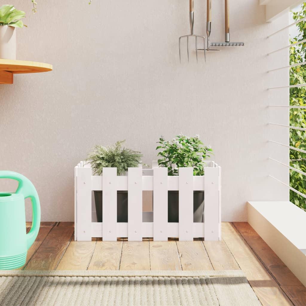 Garden Planter with Fence Design White 60x30x30 cm Solid Wood Pine