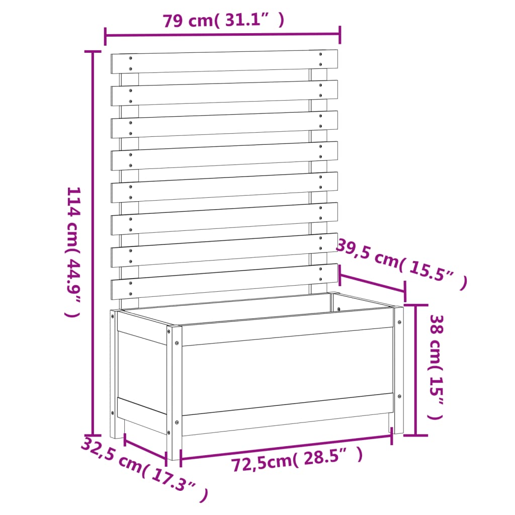 Garden Planter with Rack 79x39.5x114 cm Solid Wood Pine