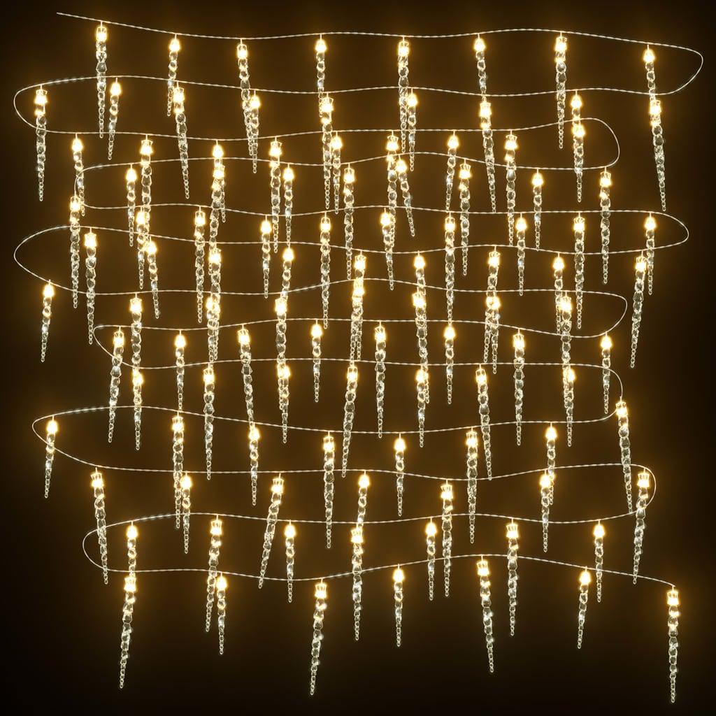 Christmas Icicle Light 100 LEDs Warm White 10 m Acrylic PVC