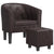 Tub Chair with Footstool Brown Faux Leather