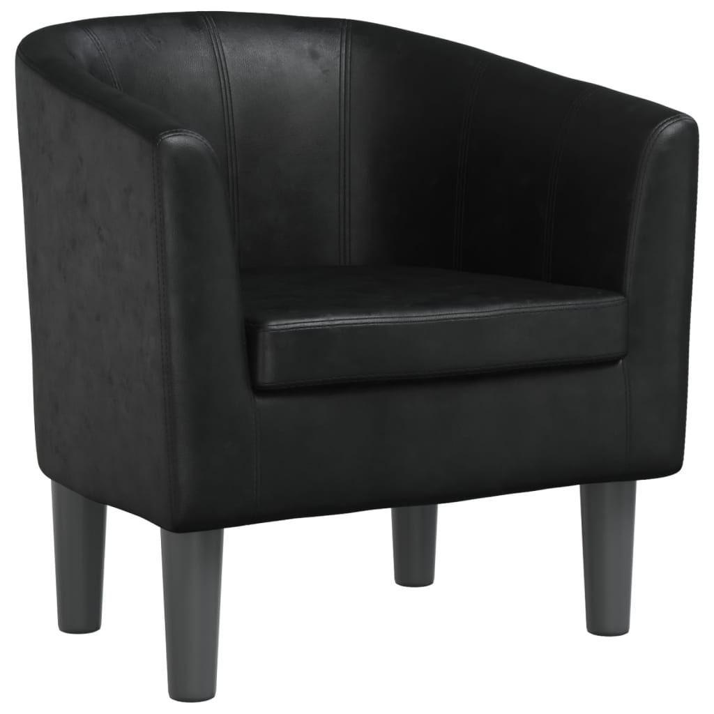 Tub Chair Black Faux Leather