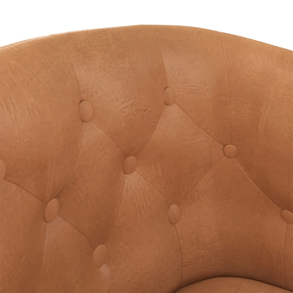 Tub Chair Brown Faux Leather