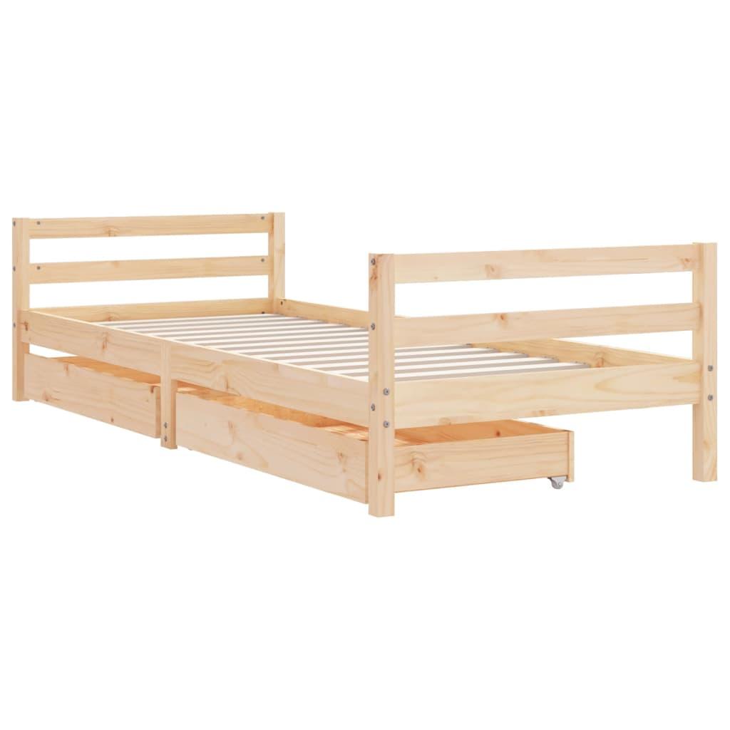 Kids Bed Frame with Drawers 90x190 cm Solid Wood Pine