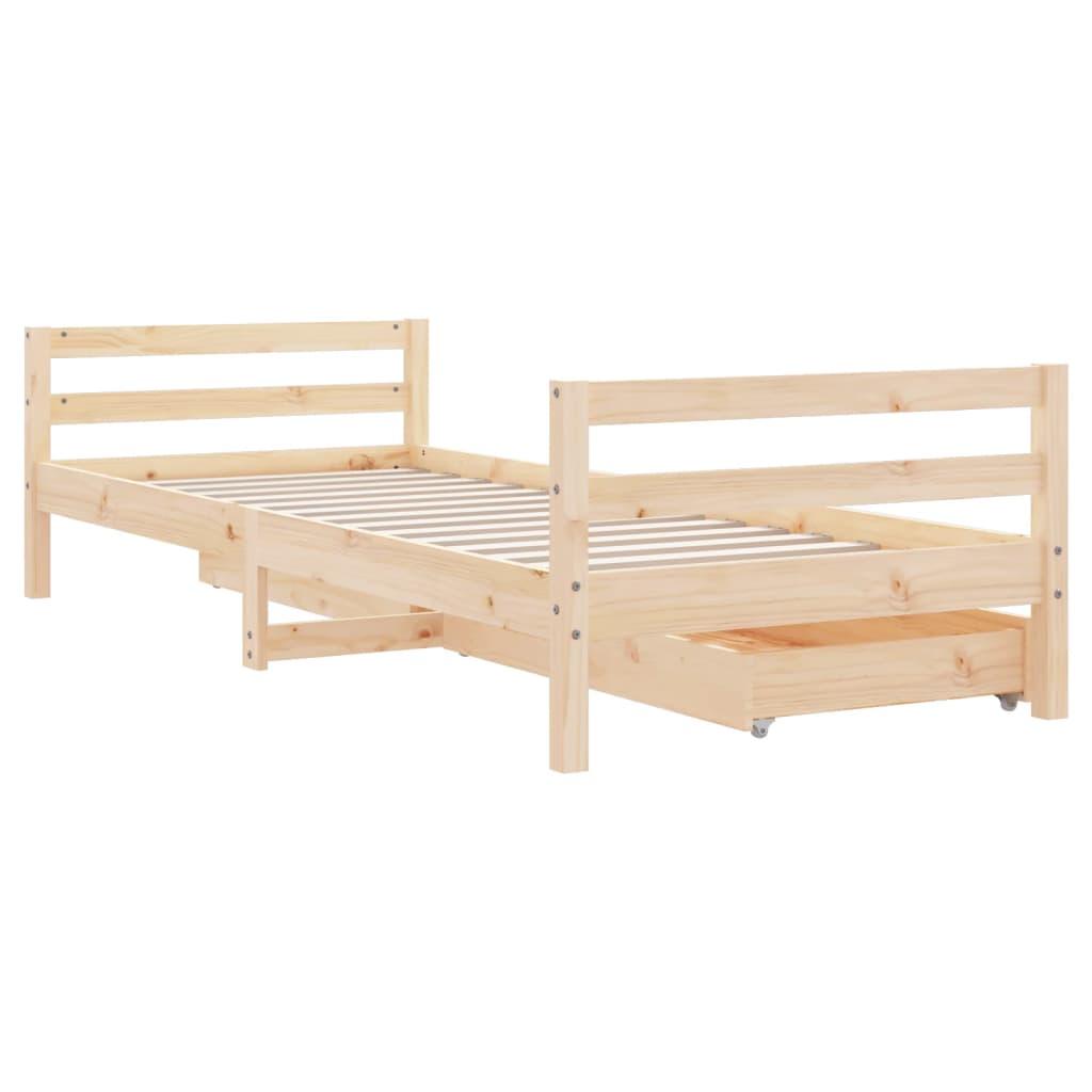 Kids Bed Frame with Drawers 90x190 cm Solid Wood Pine