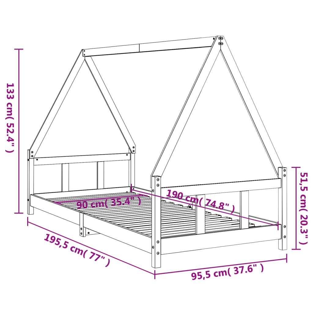 Kids Bed Frame 90x190 cm Solid Wood Pine