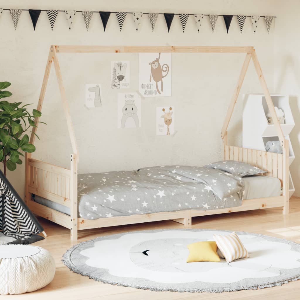 Kids Bed Frame 90x190 cm Solid Wood Pine