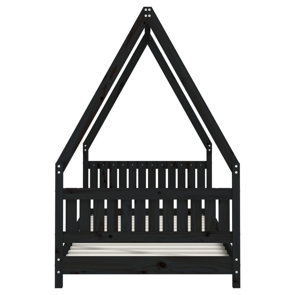 Kids Bed Frame Black 90x190 cm Solid Wood Pine