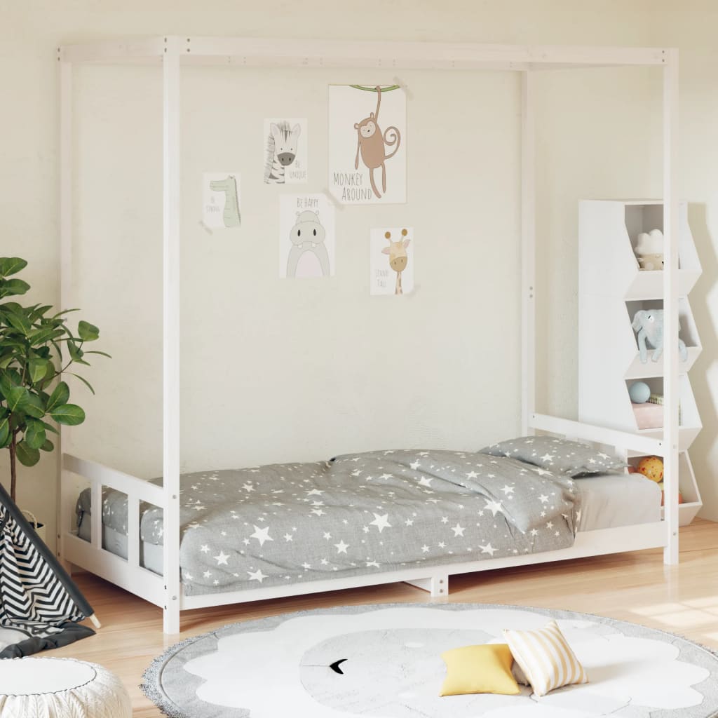 Kids Bed Frame White 90x190 cm Solid Wood Pine